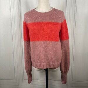 AllSaints‎ - Lou Uno Italian Yarn Striped Sweater - Dark Rose Pink/Lava - S